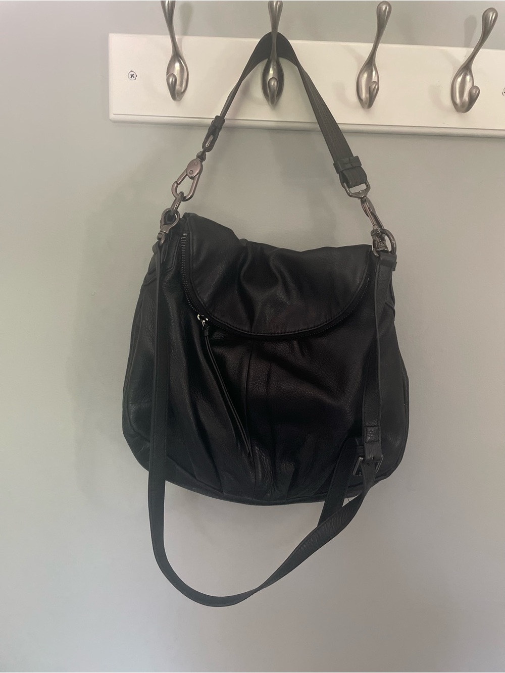 Margot NY Adele Black Leather Crossbody/Shoulder Bag